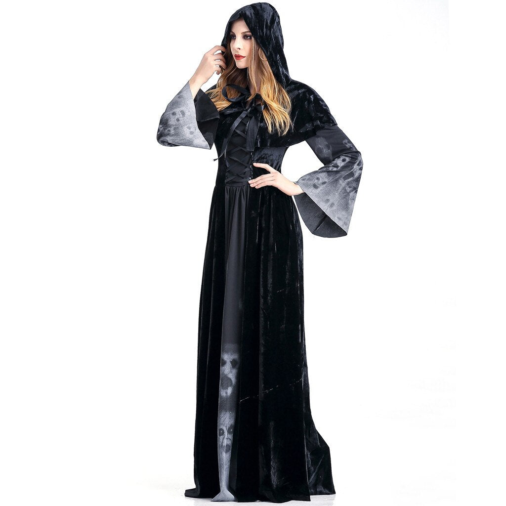 Women's Vintage Witch Halloween Costume - Long Sleeve Maxi Dress Cosplay - Hot fashionista