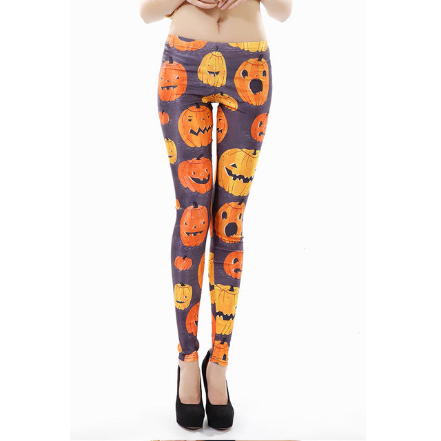 Women's Halloween Jack-O-Lantern Leggings - Pumpkin Print Comfortable Fit - Hot fashionista