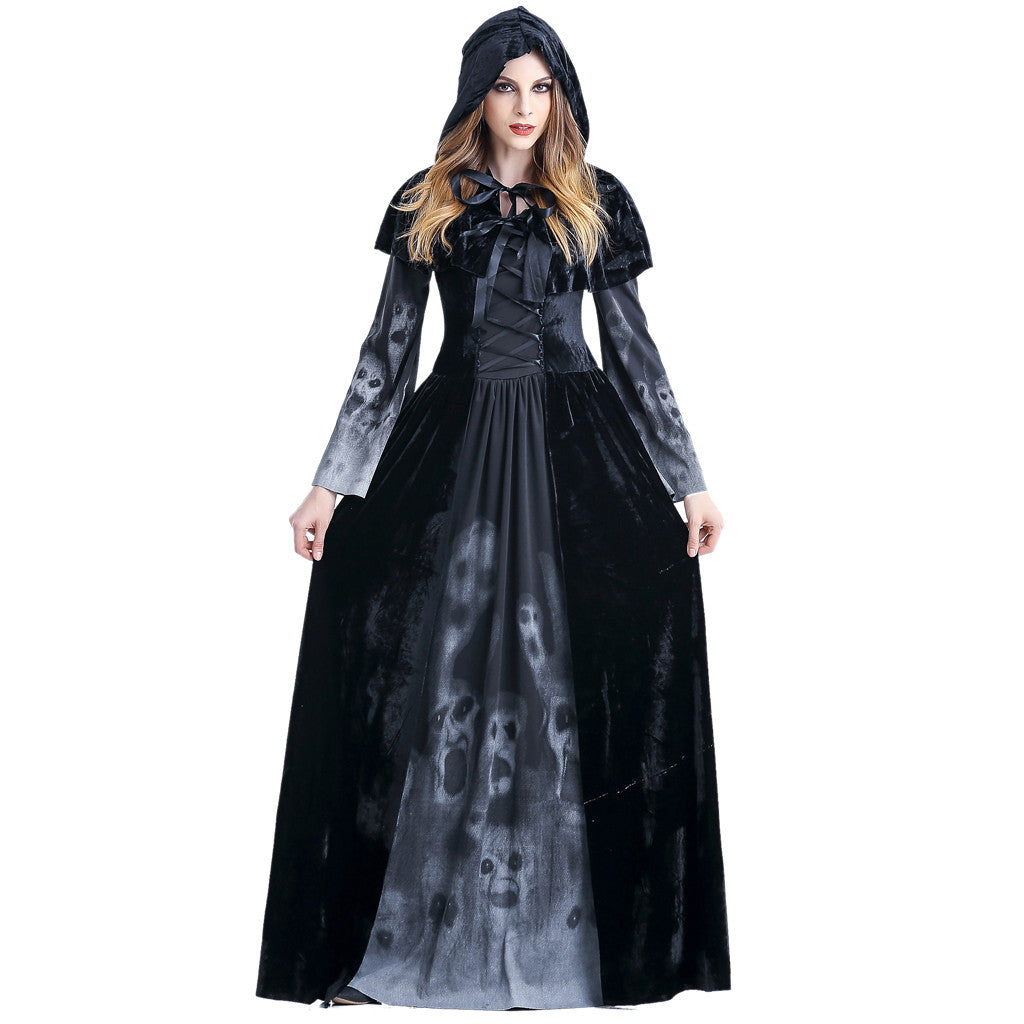 Women's Vintage Witch Halloween Costume - Long Sleeve Maxi Dress Cosplay - Hot fashionista