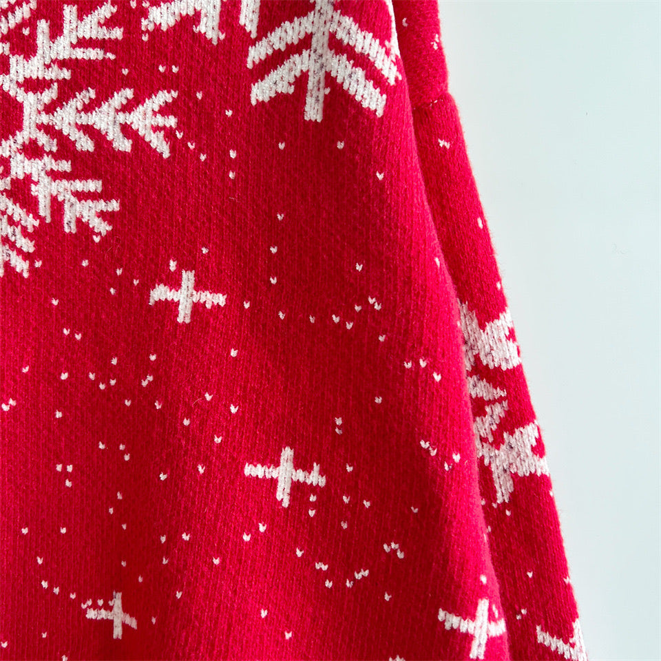 Agatha Glitter Snowflake Print Long Sleeve Sweater