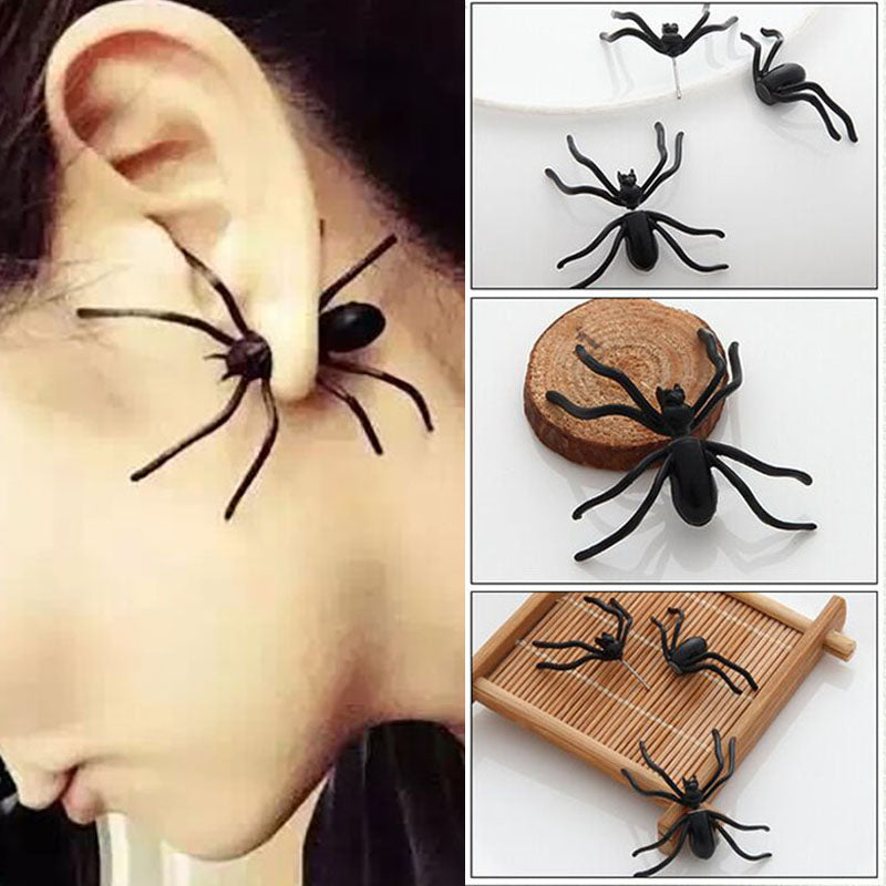 Halloween Decoration 1Piece 3D Creepy Black Spider Ear Stud Earrings - Hot fashionista