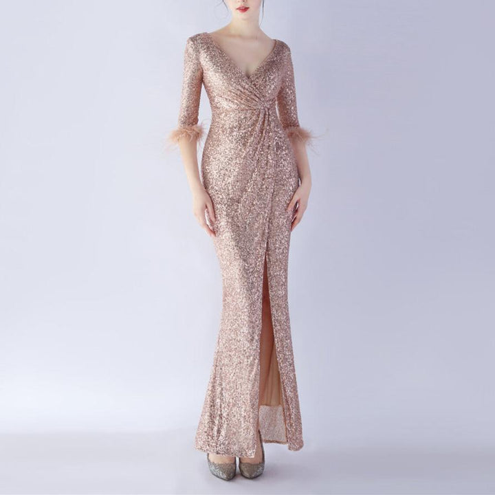 Abby V-Neck Sequined Maxi Dress - Hot fashionista