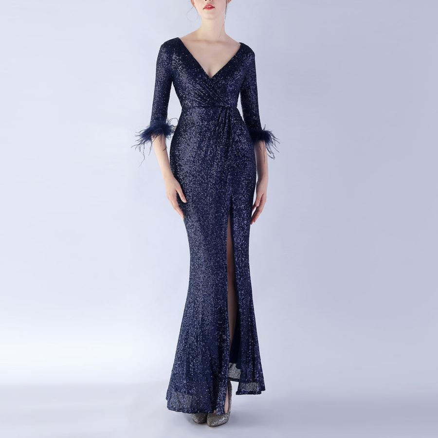 Abby V-Neck Sequined Maxi Dress - Hot fashionista