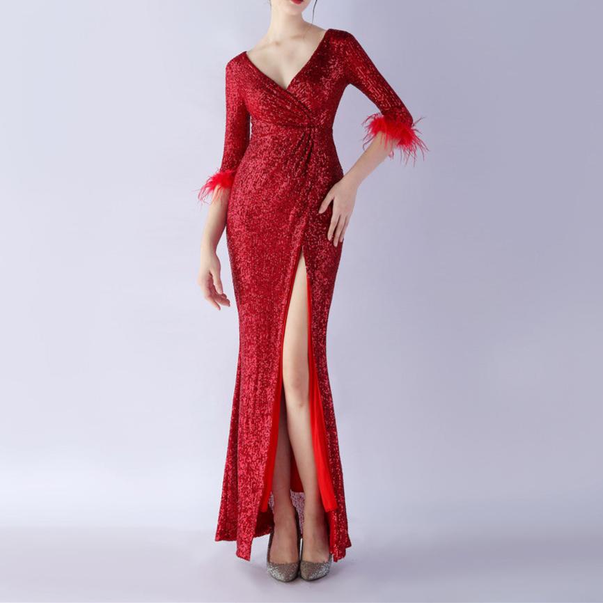 Abby V-Neck Sequined Maxi Dress - Hot fashionista