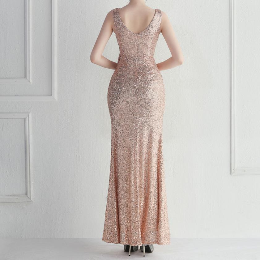 Annie Shoulder Straps Sexy Split Sequined Dress