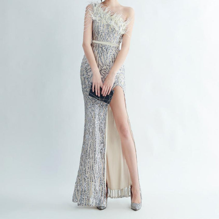 Ella One Shoulder Sequin Long Dress - Hot fashionista