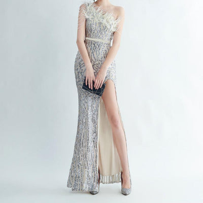 Ella One Shoulder Sequin Long Dress