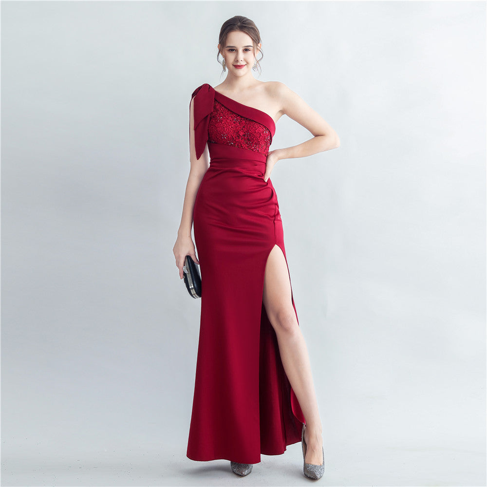 Brandy One Shoulder Tie Satin Maxi Dress - Hot fashionista