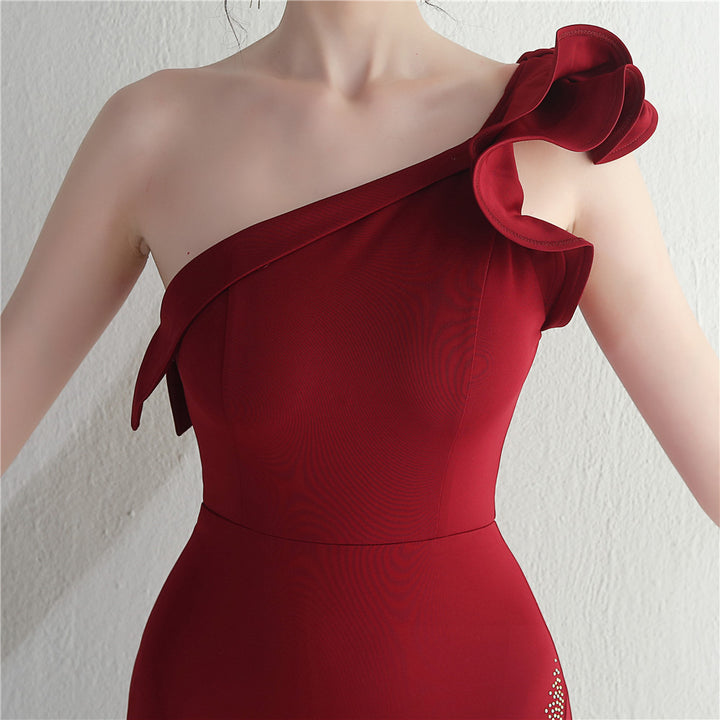 Clara Ruffled One Shoulder Satin Dress - Hot fashionista