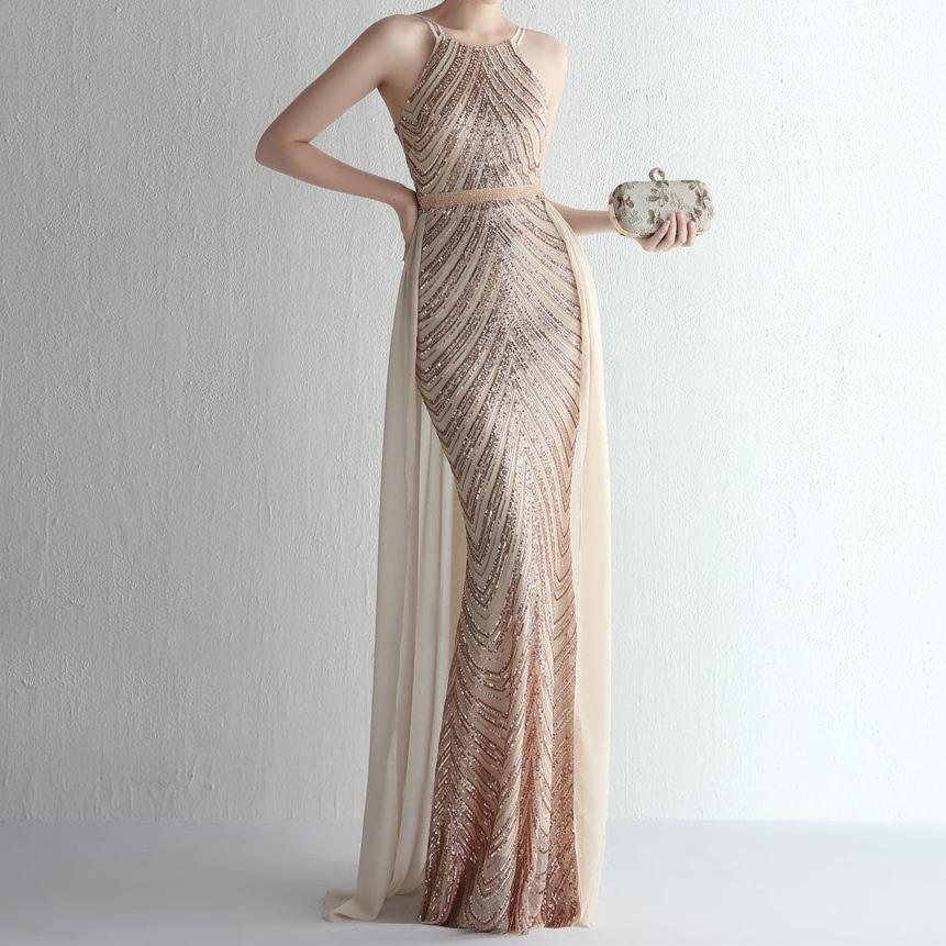 Cora Beaded Chiffon Maxi Dress