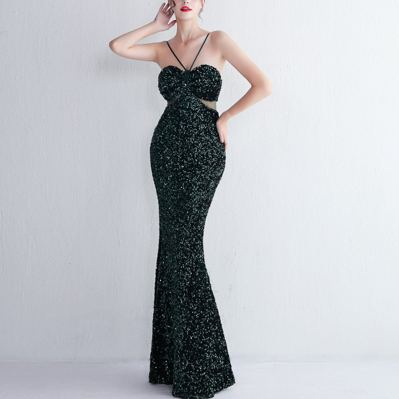 Cora Strapless String With Keyhole Waist Mermaid Dress