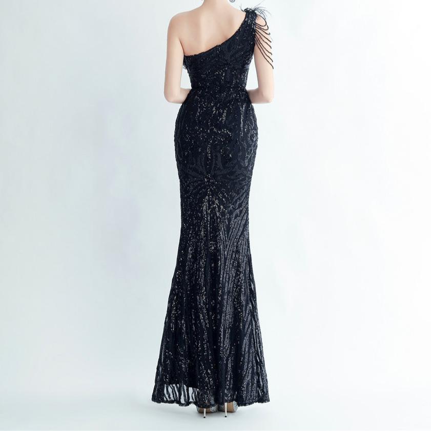 Ella One Shoulder Sequin Long Dress - Hot fashionista