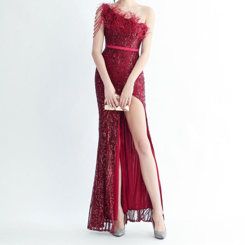 Ella One Shoulder Sequin Long Dress - Hot fashionista