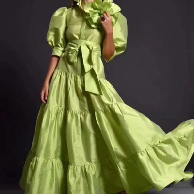 Hot Fashionista Emma Puff Sleeve Collared Tiered Ruffle Maxi DressEmma Puff Sleeve Collared Tiered Ruffle Maxi Dress