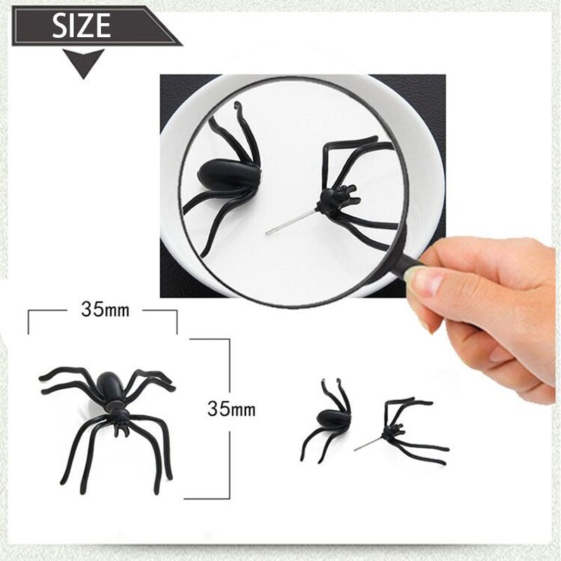 Halloween Decoration 1Piece 3D Creepy Black Spider Ear Stud Earrings - Hot fashionista