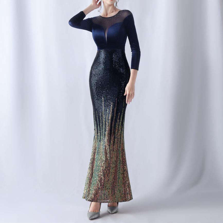 Florence Ombre Sequins Velvet Spliced Dress