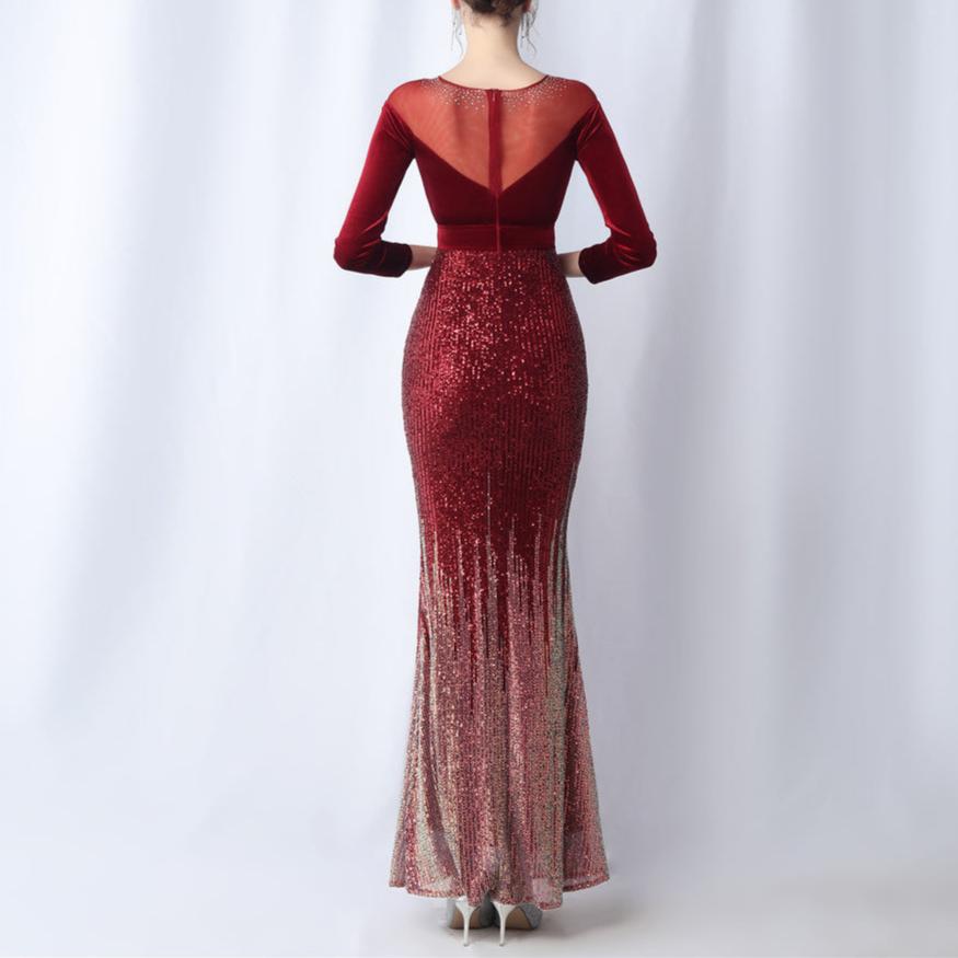 Florence Ombre Sequins Velvet Spliced Dress