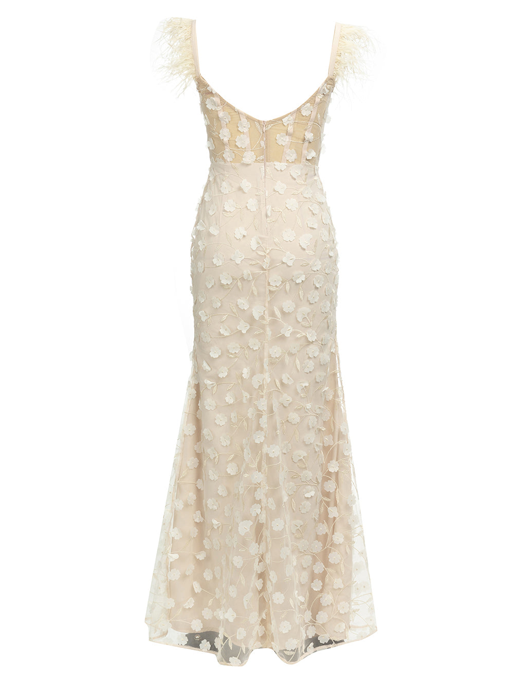 Hadley Beaded Feather Detailed Lined Thin Strap Dress - Hot fashionista