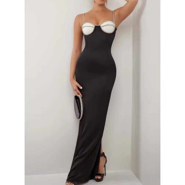 Blondie Black Sexy Crystal Edge Sleeveless Maxi Dress - Hot fashionista