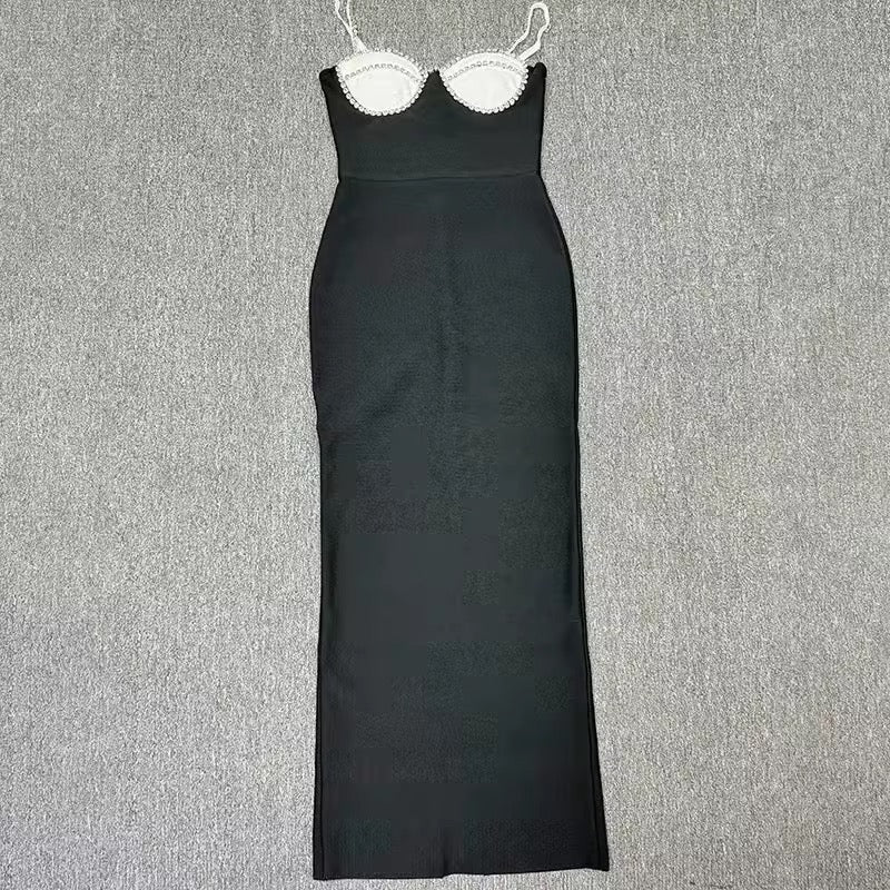 Blondie Black Sexy Crystal Edge Sleeveless Maxi Dress - Hot fashionista