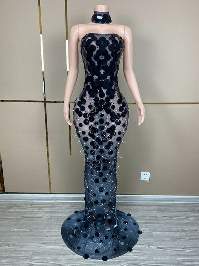 Hot Fashionista Poppy Sequin Mesh See-through Maxi Dress