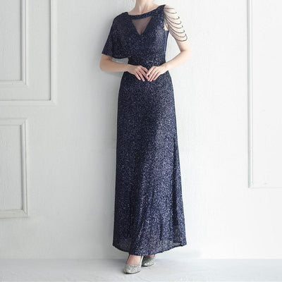 Willow Beaded Ruffle Sleeve Mesh See-Through Midi Dress