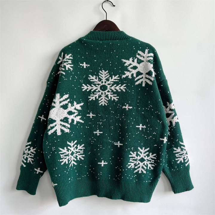 Agatha Glitter Snowflake Print Long Sleeve Sweater