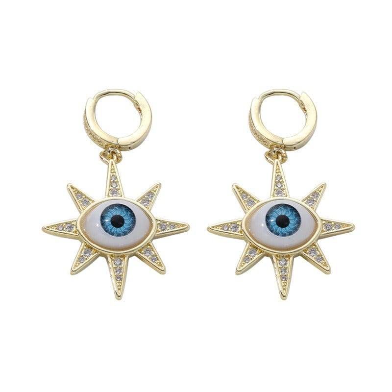 Pendientes de ojo de demonio con seis estrellas de Fashion Love