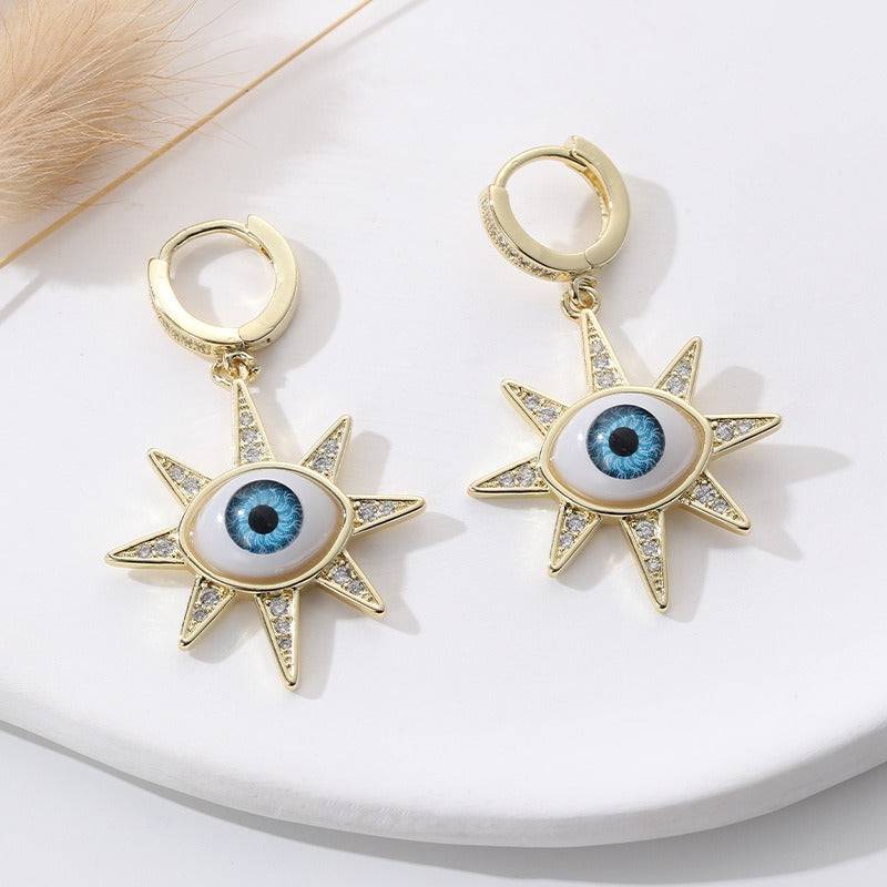 Boucles d'oreilles œil de démon à six étoiles Fashion Love