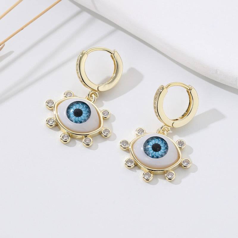 Pendientes de ojo de demonio con seis estrellas de Fashion Love