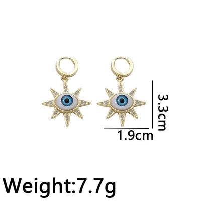 Pendientes de ojo de demonio con seis estrellas de Fashion Love