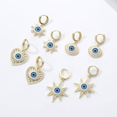 Pendientes de ojo de demonio con seis estrellas de Fashion Love