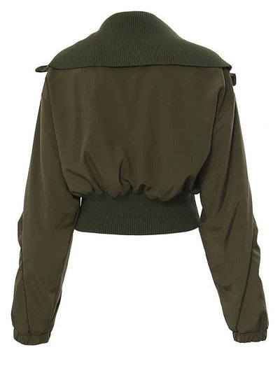 Chaqueta informal holgada de color verde militar con bolsillos grandes y solapa nueva de manga larga para mujer, moda de tendencia para primavera y otoño 