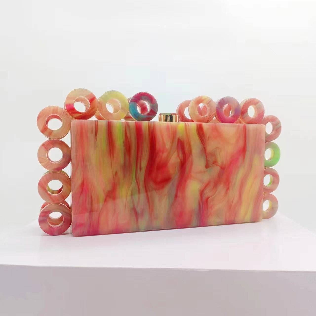 circle acrylic crossbody banquet clutch bag