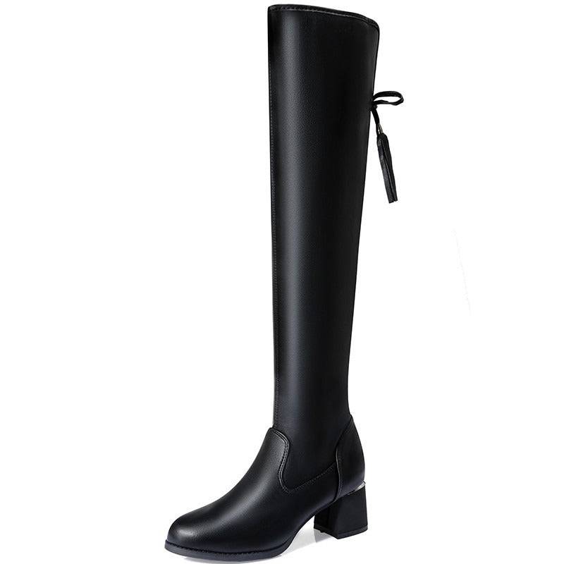 Bottes tendance à manches longues au-dessus du genou pour loisirs d'automne et d'hiver, bottes de mode polyvalentes antidérapantes européennes et américaines, chaussures pour femmes