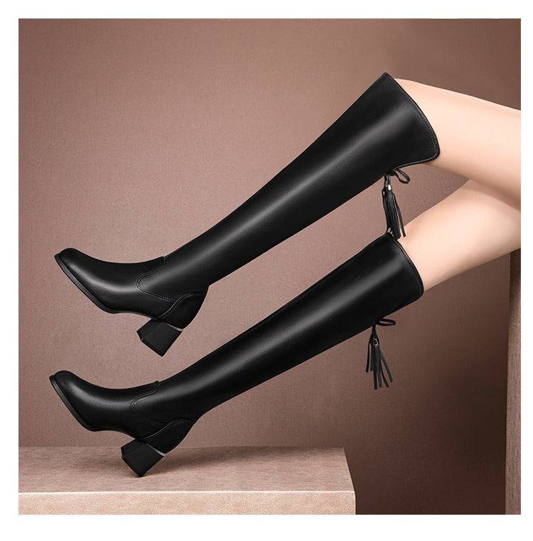 Autumn and Winter Leisure Long Sleeve Over Knee Trendy Boots, European and American Anti slip Wear Versatile Fashion Boots, Women's Shoes