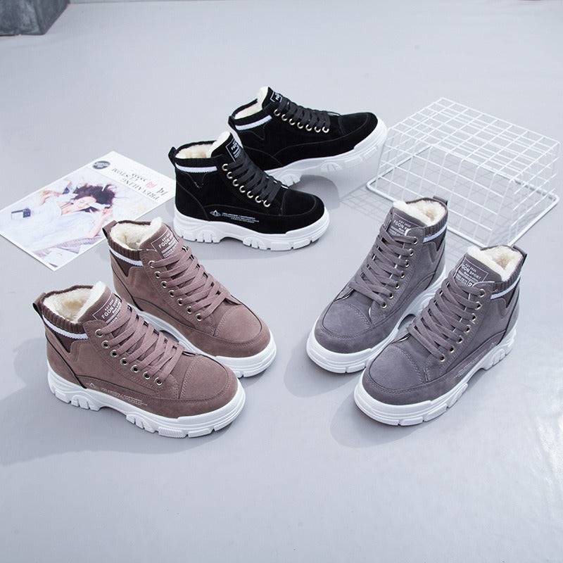 Cotton winter snow boots for women thickened and fleece ankle boots