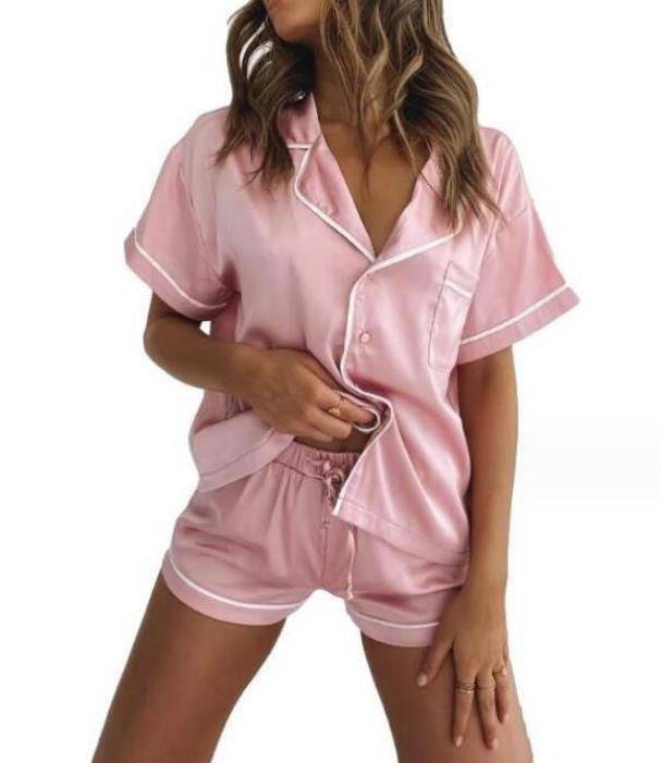 Mary satin silk 2 piece pajamas set - Hot fashionista