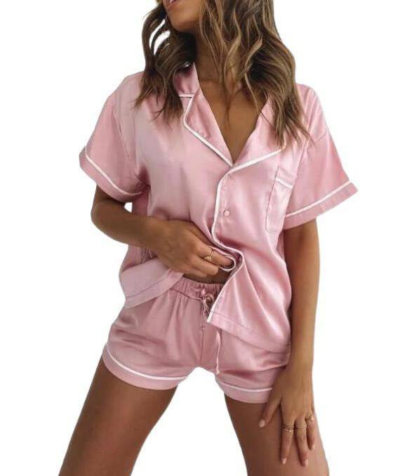 Mary satin silk 2 piece pajamas set - Hot fashionista