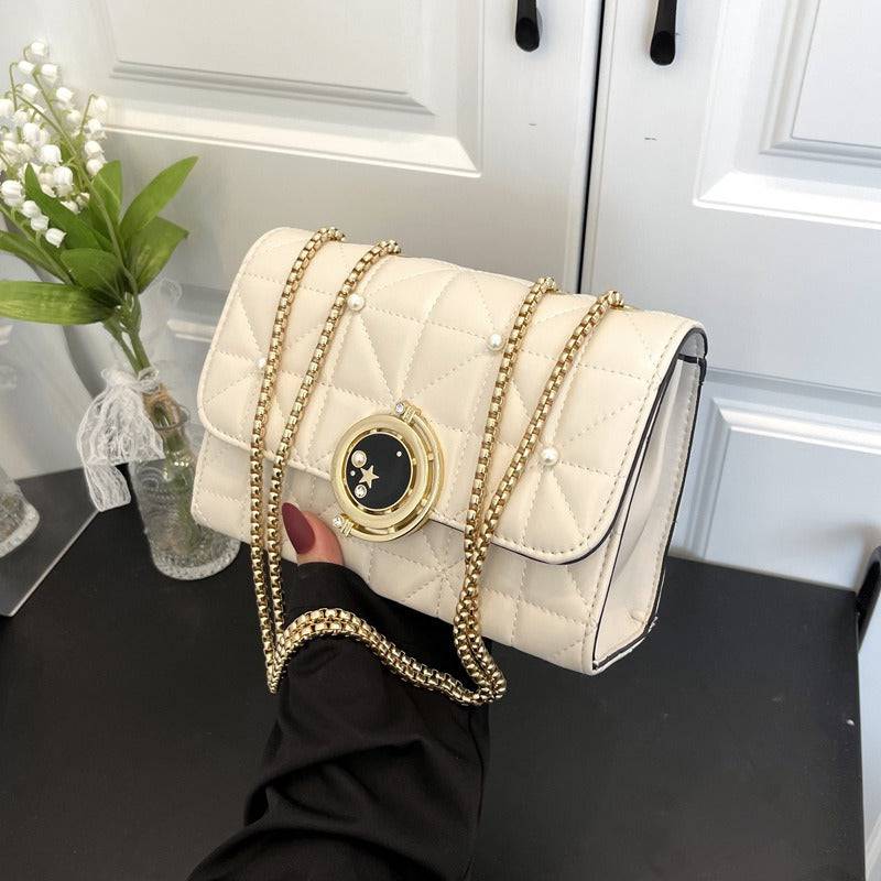 Bolso de mujer Nuevo bolso de hombro con textura de cuero suave Edición coreana Bolso cruzado de moda Bolso cuadrado con cadena Lingge para mujer