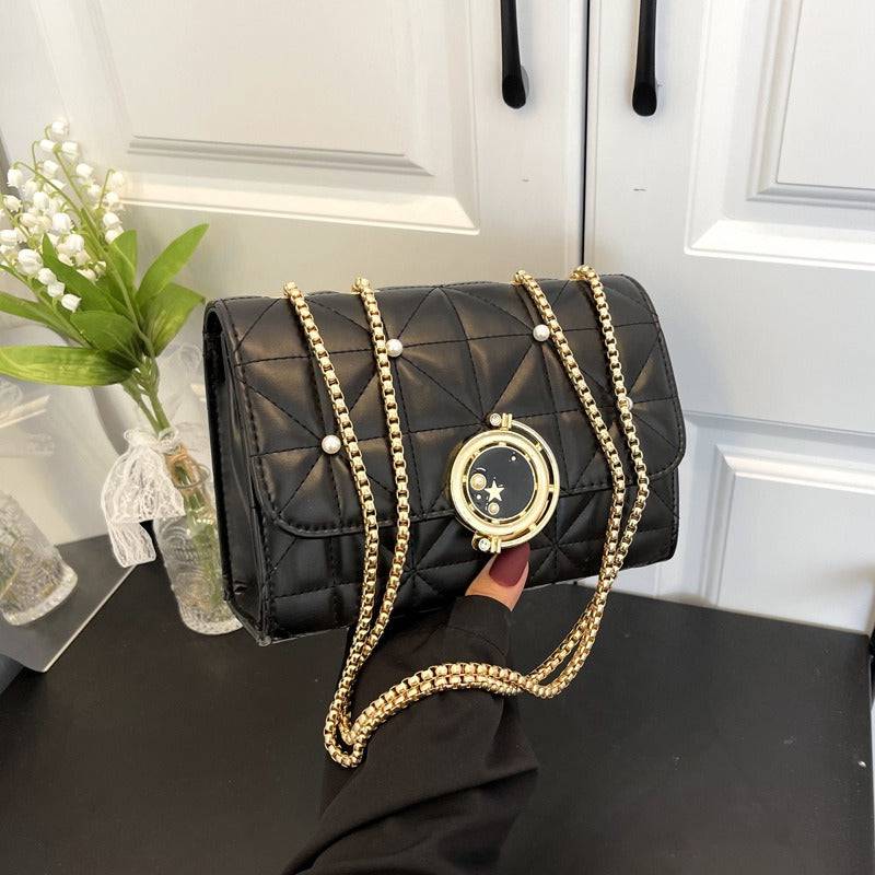 Women's Bag New Soft Leather Texture Shoulder Bag Korean Edition Trendy Crossbody Bag Fashion Lingge Chain Women's Square Bag