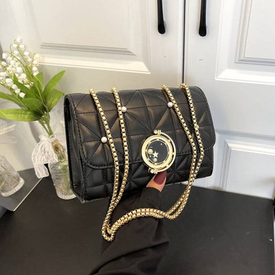 Women's Bag New Soft Leather Texture Shoulder Bag Korean Edition Trendy Crossbody Bag Fashion Lingge Chain Women's Square Bag