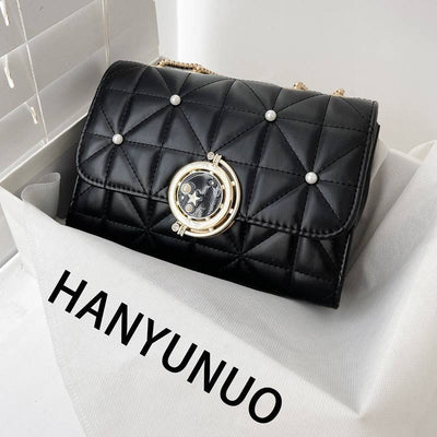 Women's Bag New Soft Leather Texture Shoulder Bag Korean Edition Trendy Crossbody Bag Fashion Lingge Chain Women's Square Bag