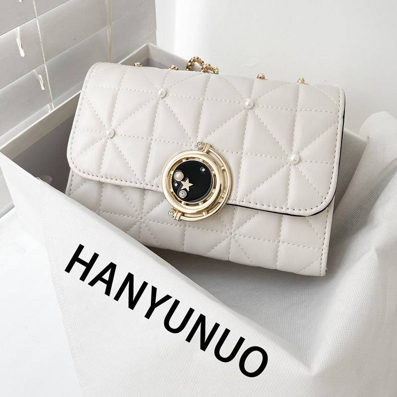 Women's Bag New Soft Leather Texture Shoulder Bag Korean Edition Trendy Crossbody Bag Fashion Lingge Chain Women's Square Bag