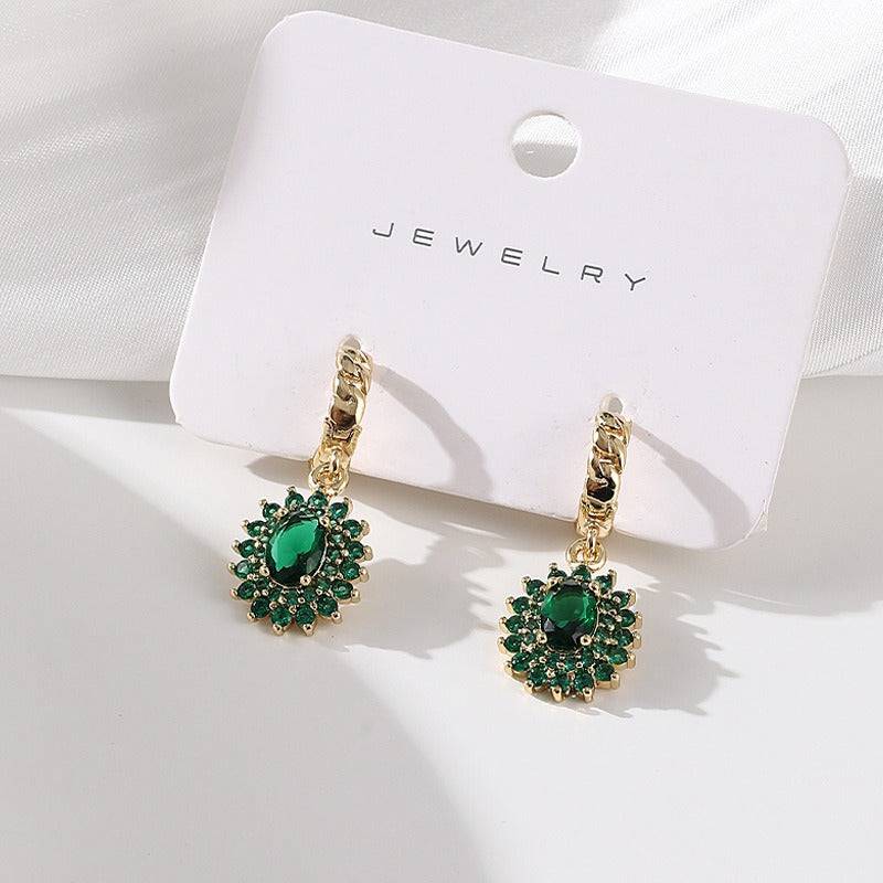 Fashionable full set zircon oval earrings - Hot fashionista