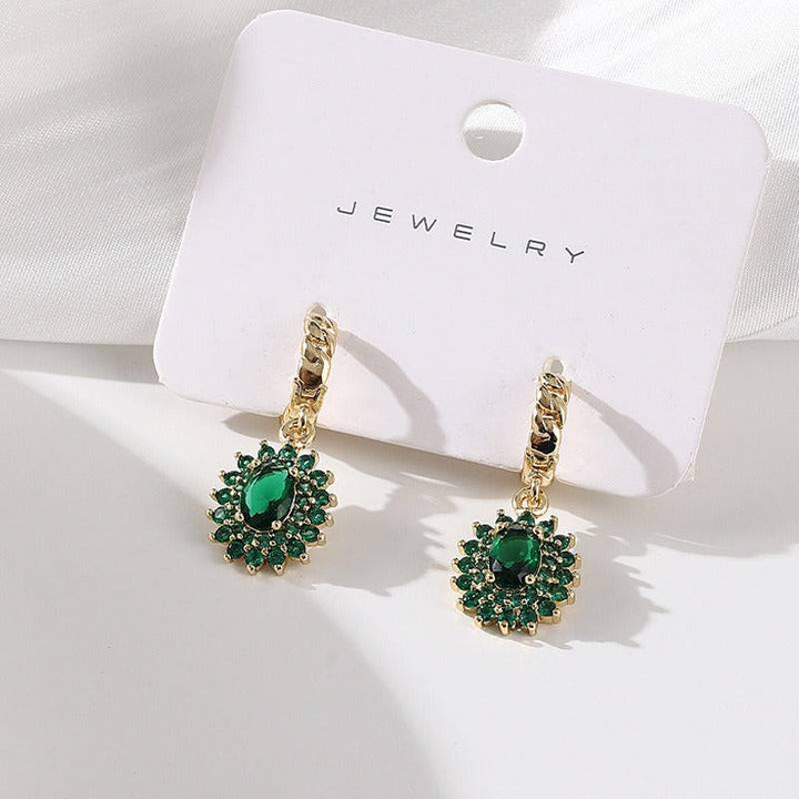 Fashionable full set zircon oval earrings - Hot fashionista