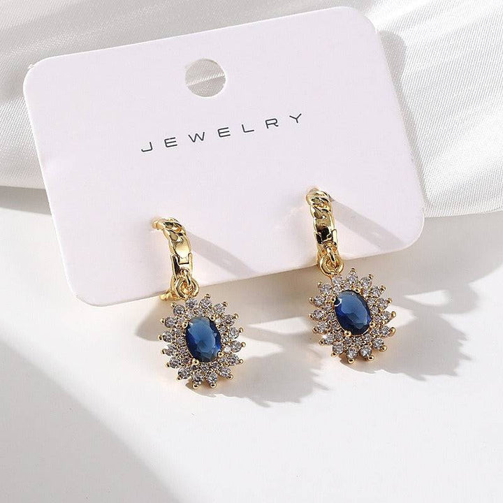 Fashionable full set zircon oval earrings - Hot fashionista