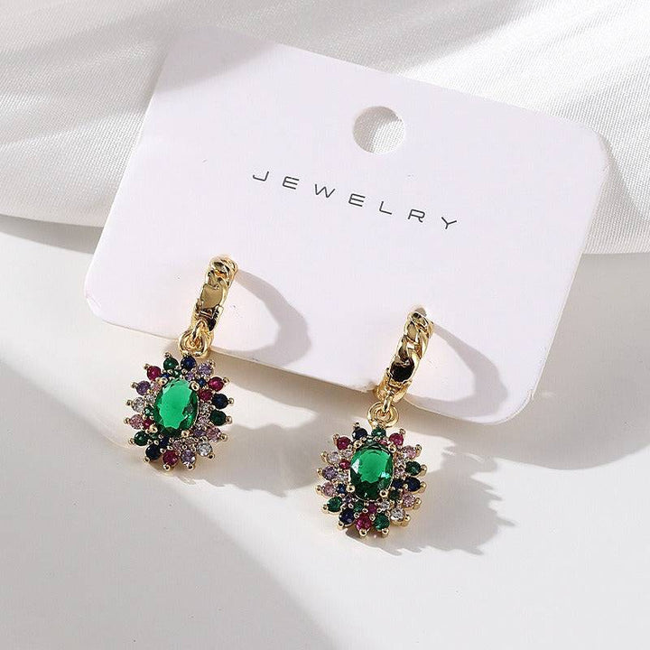 Fashionable full set zircon oval earrings - Hot fashionista