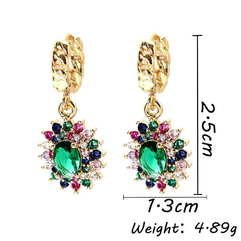 Fashionable full set zircon oval earrings - Hot fashionista