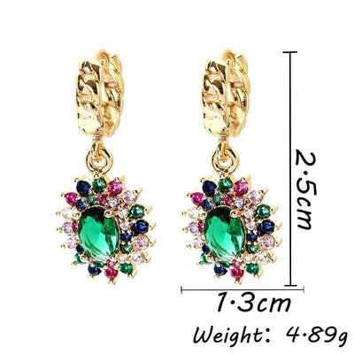 Fashionable full set zircon oval earrings